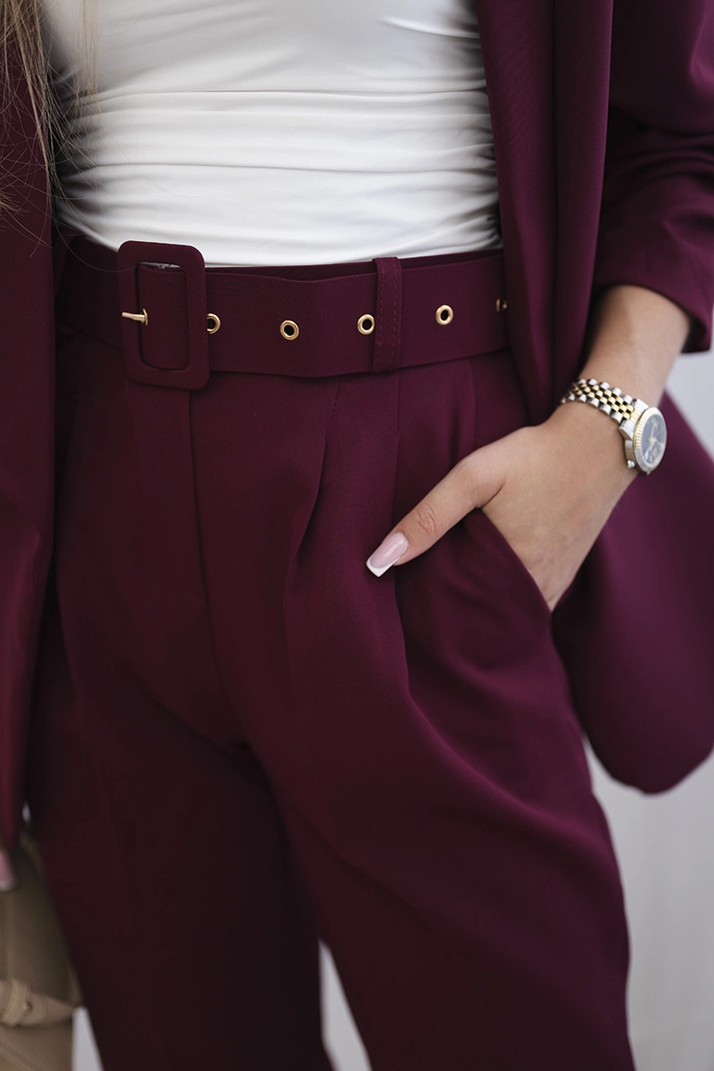 Kesi Włoski Elegant set of jackets and trousers burgundy