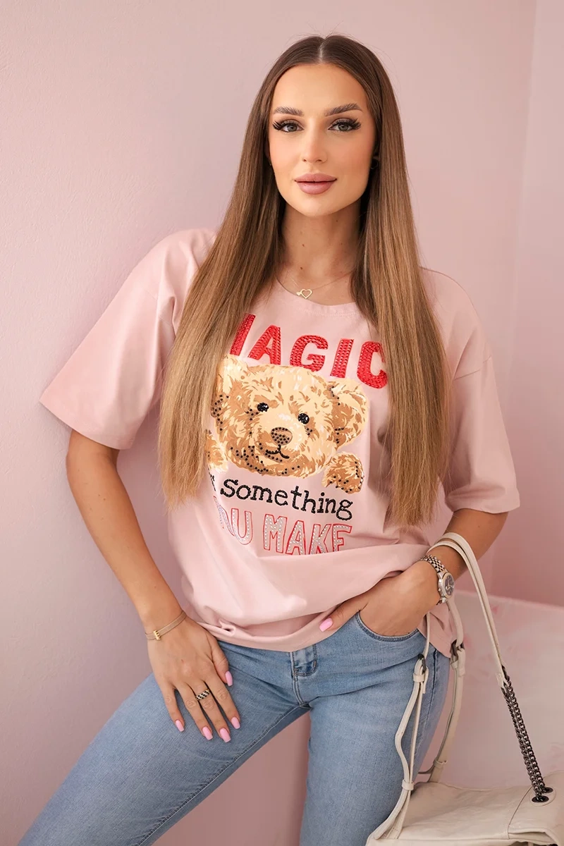 Blouse with Magic print in dark powder pink