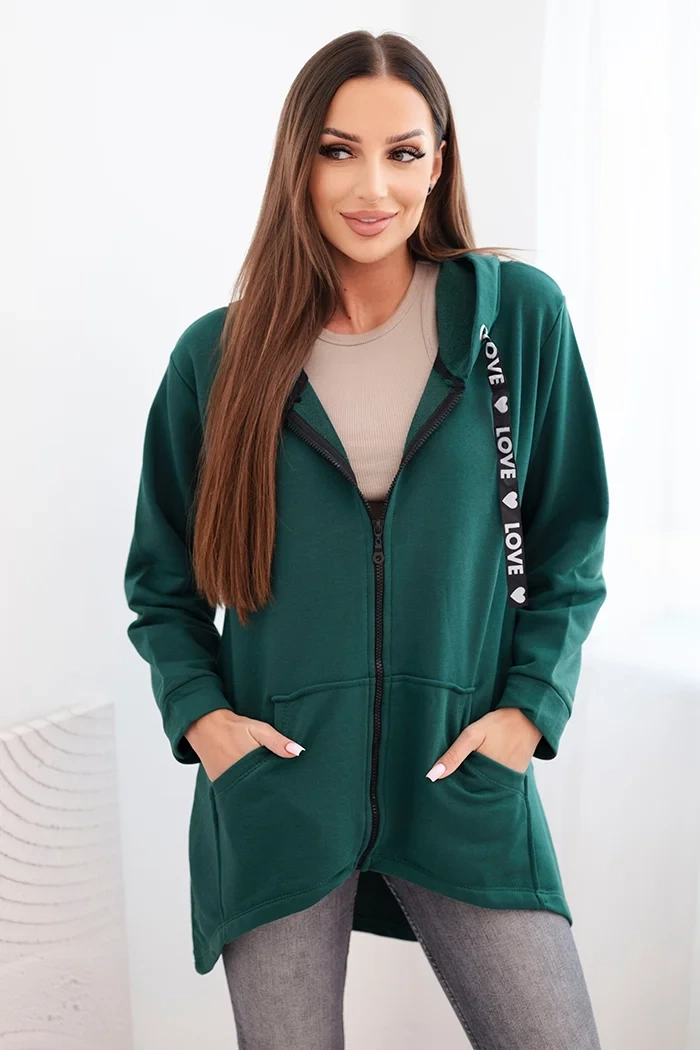 Kesi Sweatshirt with longer back and hood green