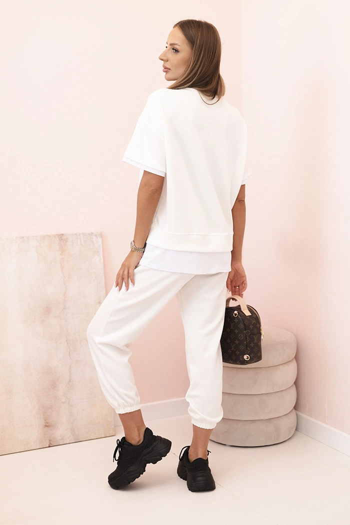 Kesi Włoski Women&#039;s butter set with short sleeves and pants ecru