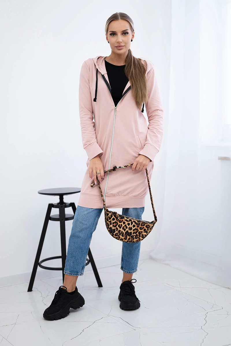 Women&#039;s long hoodie Kesi - powder pink