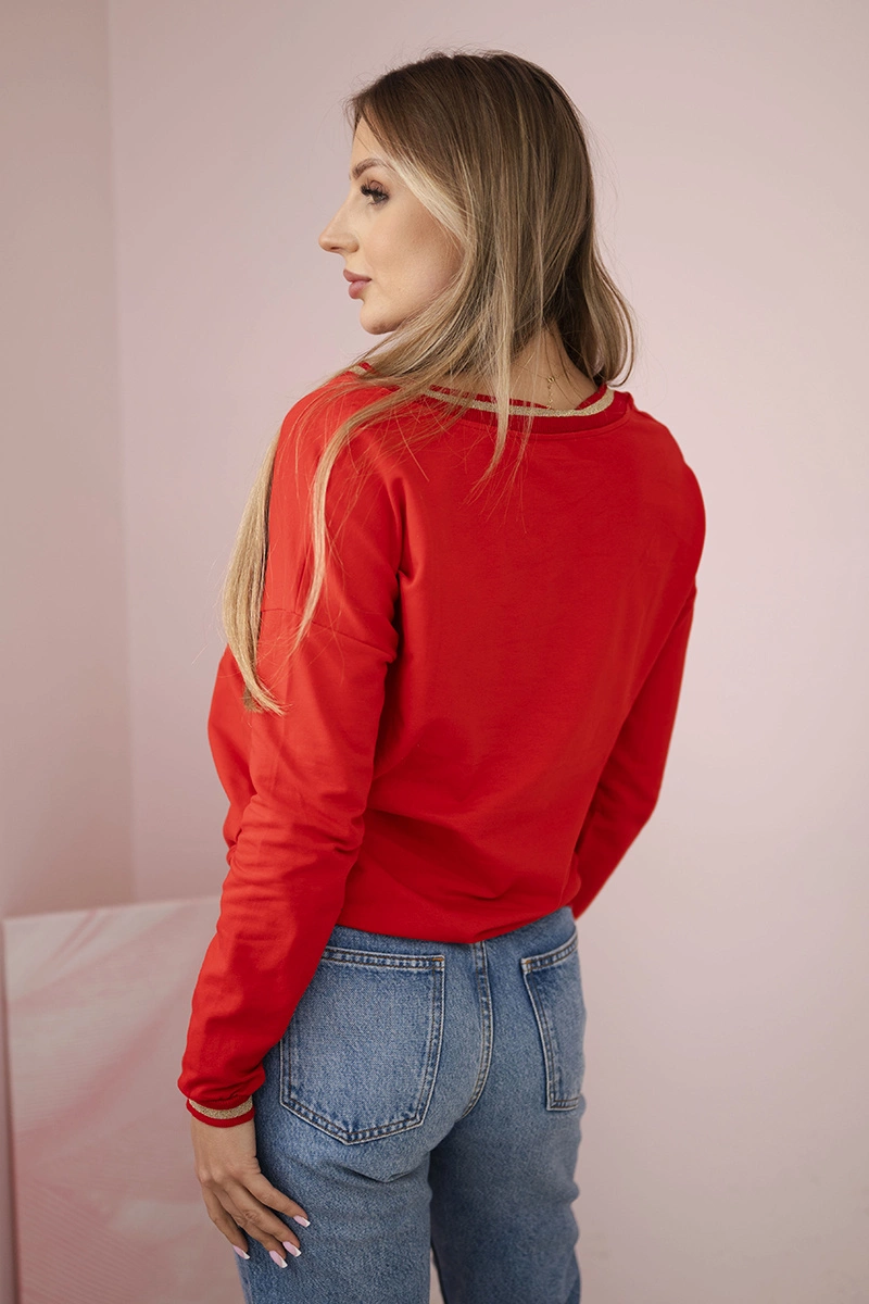 Kesi Women&#039;s sweatshirt with a sequin inscription red