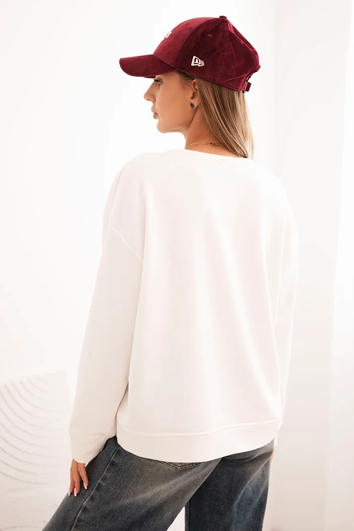 Kesi Włoski Women's cotton sweatshirt with a cat print and text ecru