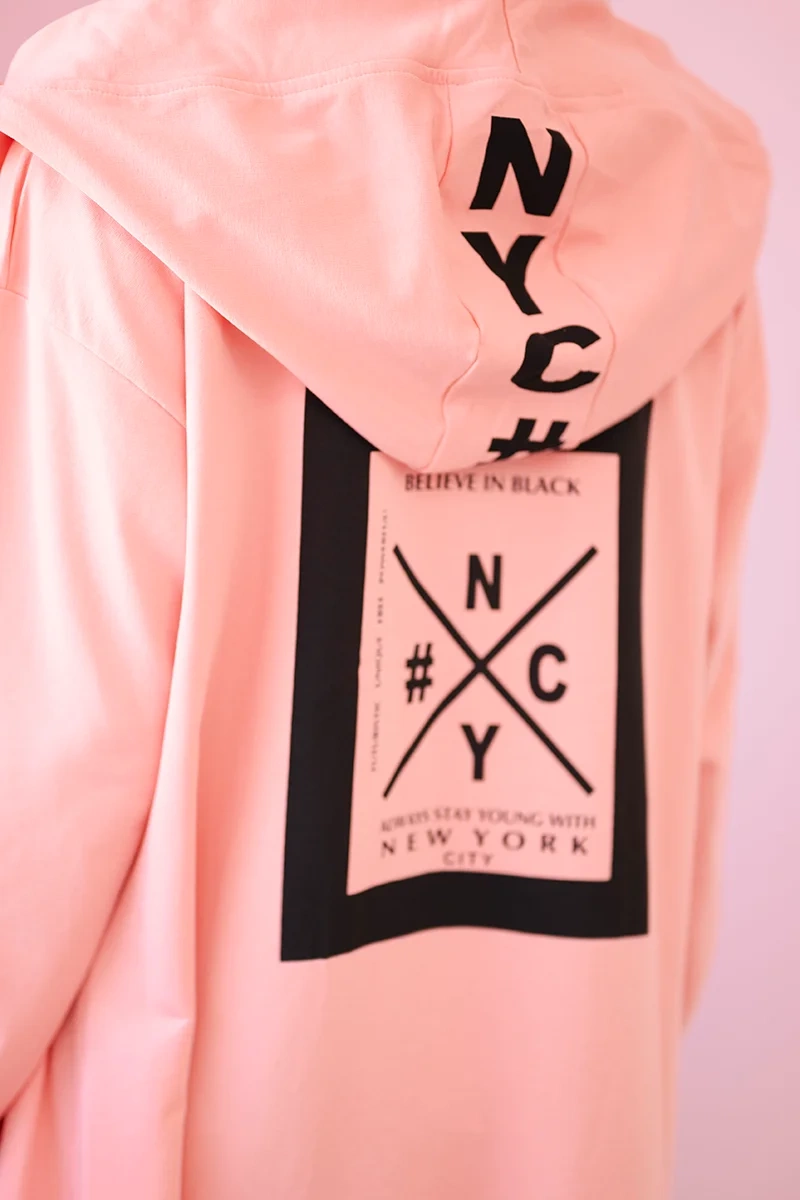 Oversized apricot cape with hood