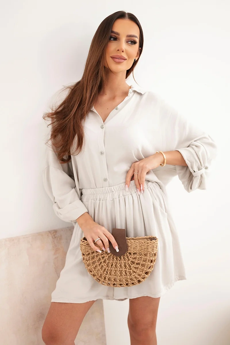 Kesi dámský viskozový set s košilí na knoflíky a šortkami