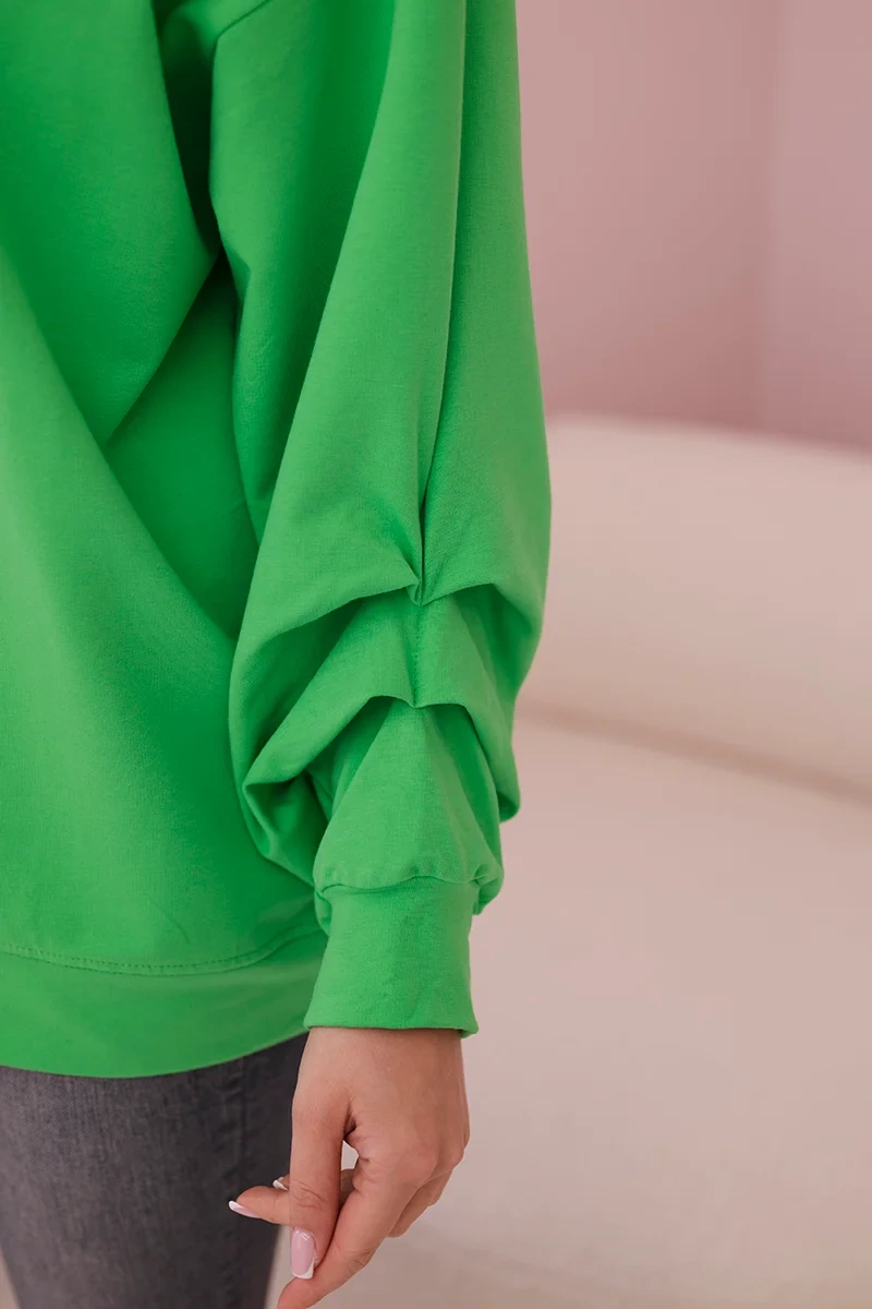 Cotton blouse with bow light green color