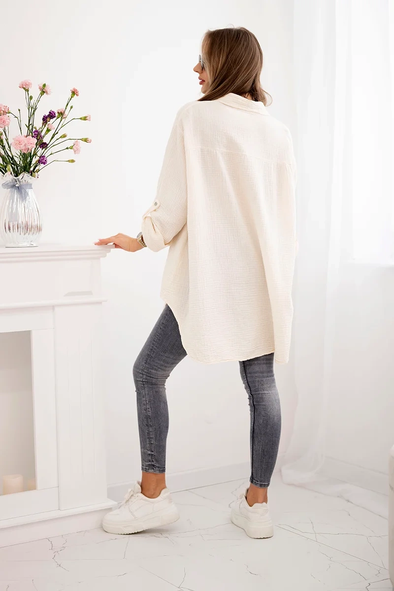 Kesi Włoski Cotton muslin shirt beige