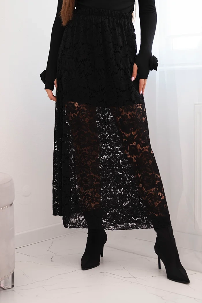 Kesi Włoski Women&#039;s skirt with lace and lining black