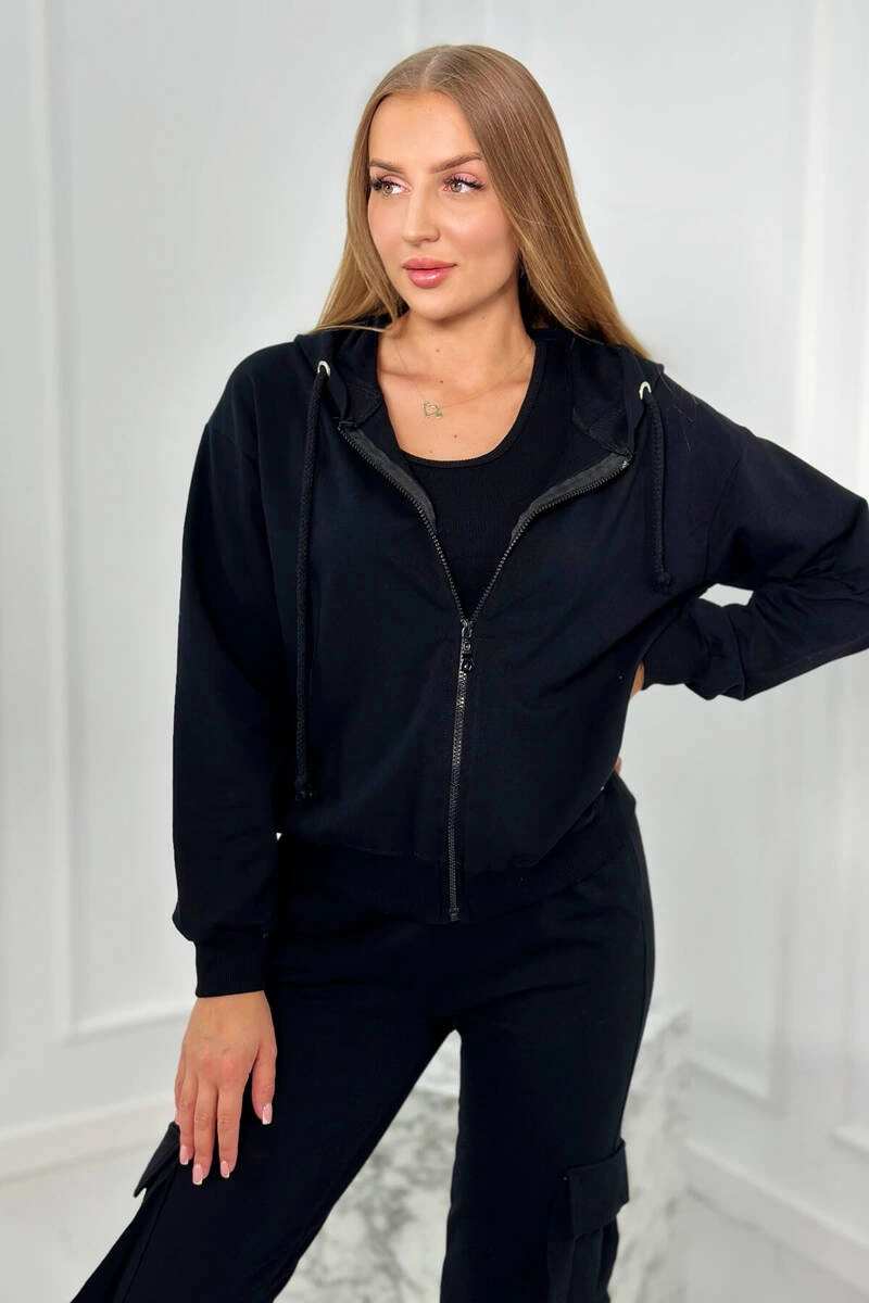 Set 3in1 sweatshirt + top + pants black
