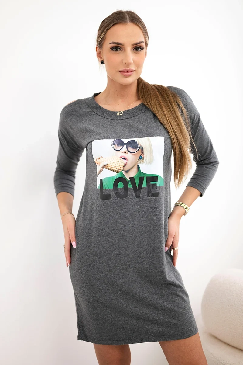 Dress with graphite print of love