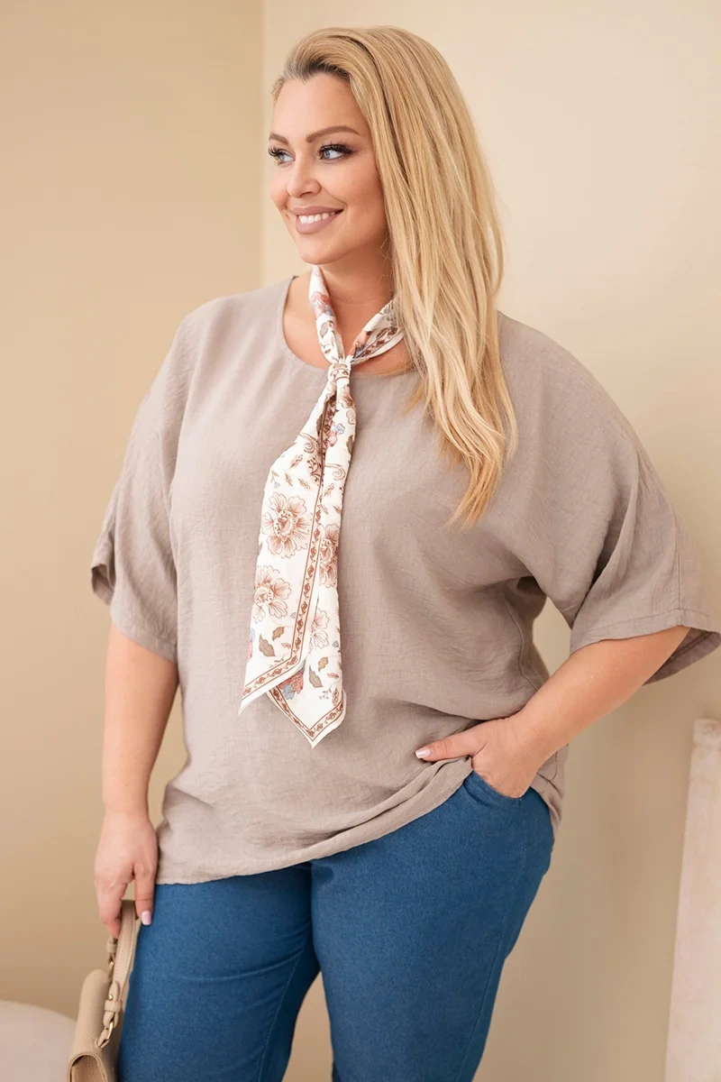 Дамска блуза с големи размери и шал