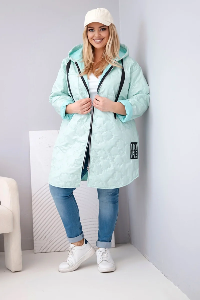 Dámska Plus Size prešívaná bunda s kapucňou HOPE