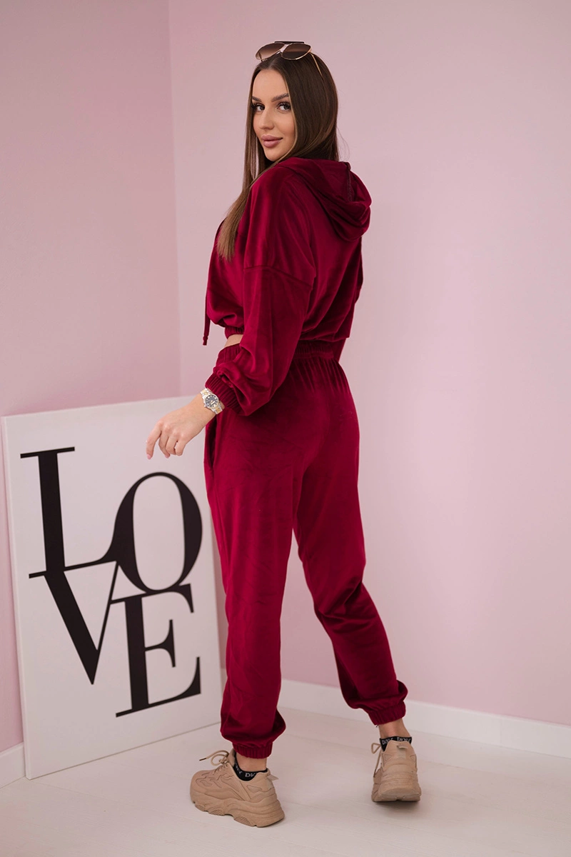 marka niezdefiniowana Velor set with hood fuchsia