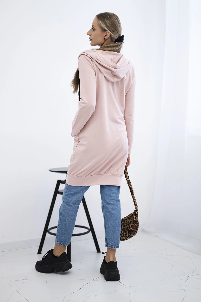 Women&#039;s long hoodie Kesi - powder pink