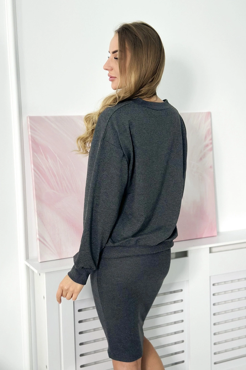 Set blouse + ribbed dress graphite