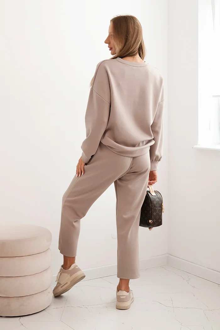 Kesi Włoski Ladies&#039; set made of viscose with decorative pattern and fango color