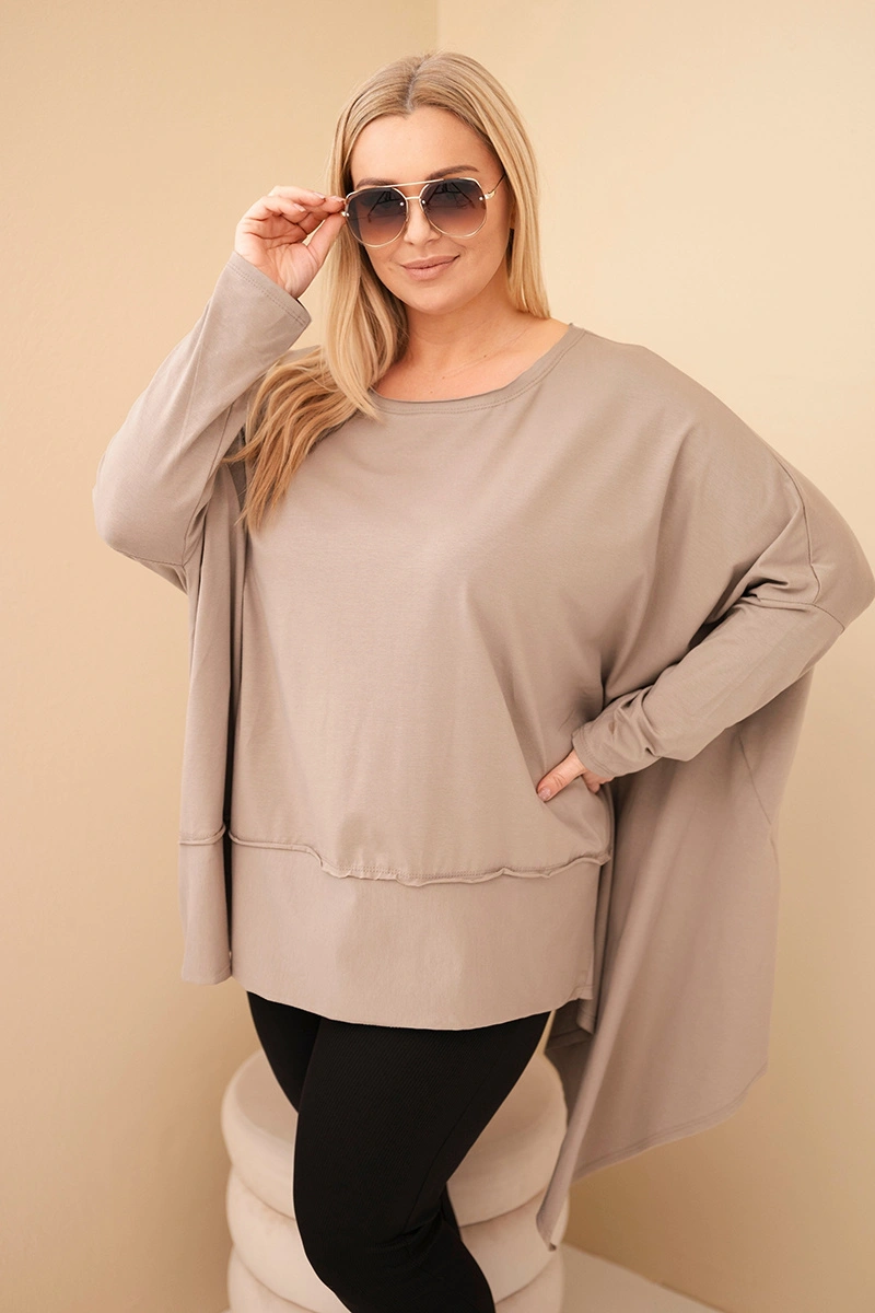 Kesi Women's Plus Size tunic made of cotton with an asymmetric hem fango