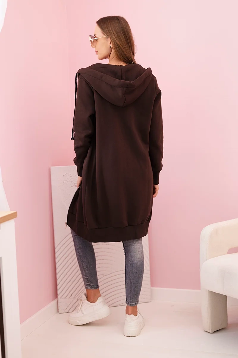 Kesi Women's insulated sweatshirt with hood and zipper brown
