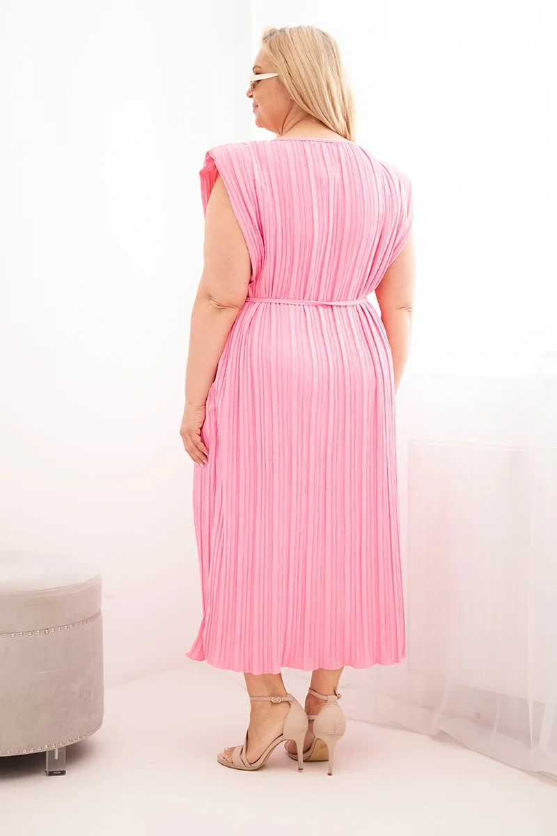 Kesi talianske plisované šaty plus size ružové