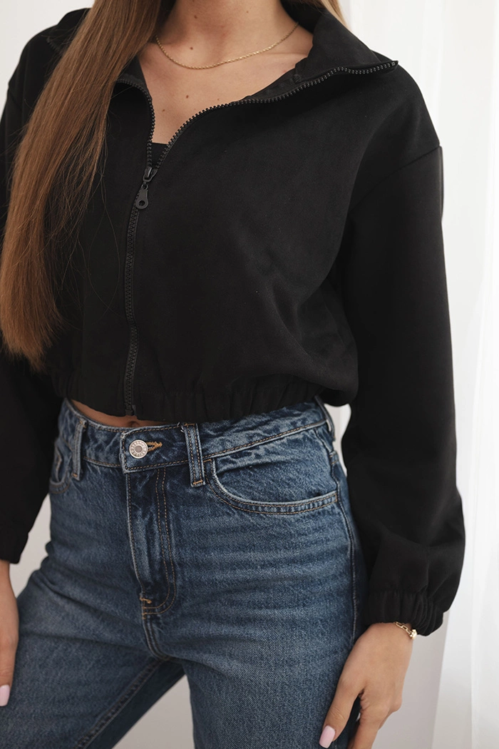 Black suede zip-up hoodie