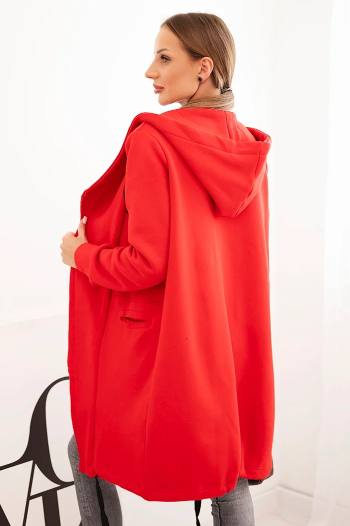 Insulated raincoat with hood red