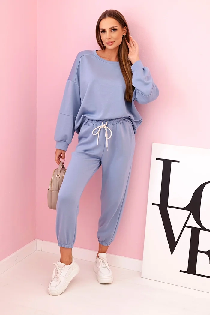 Kesi Włoski Set sweatshirt + pants buttery fabric light denim