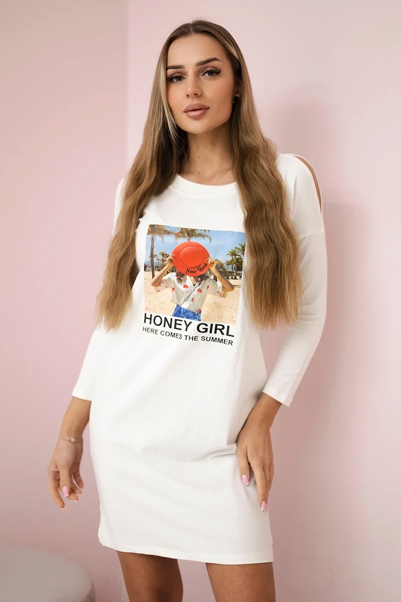 Honey girl ecru print dress