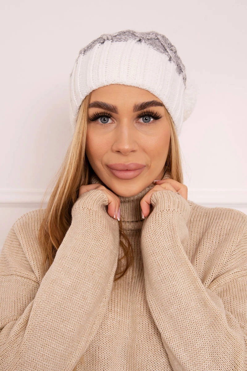 marka niezdefiniowana Milano fleecová čepice K203 dark beige melange+ecru