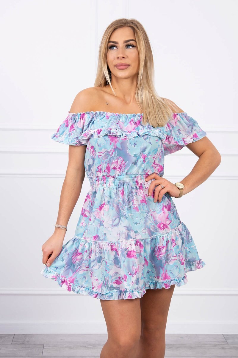 Floral off-the-shoulder mint dress