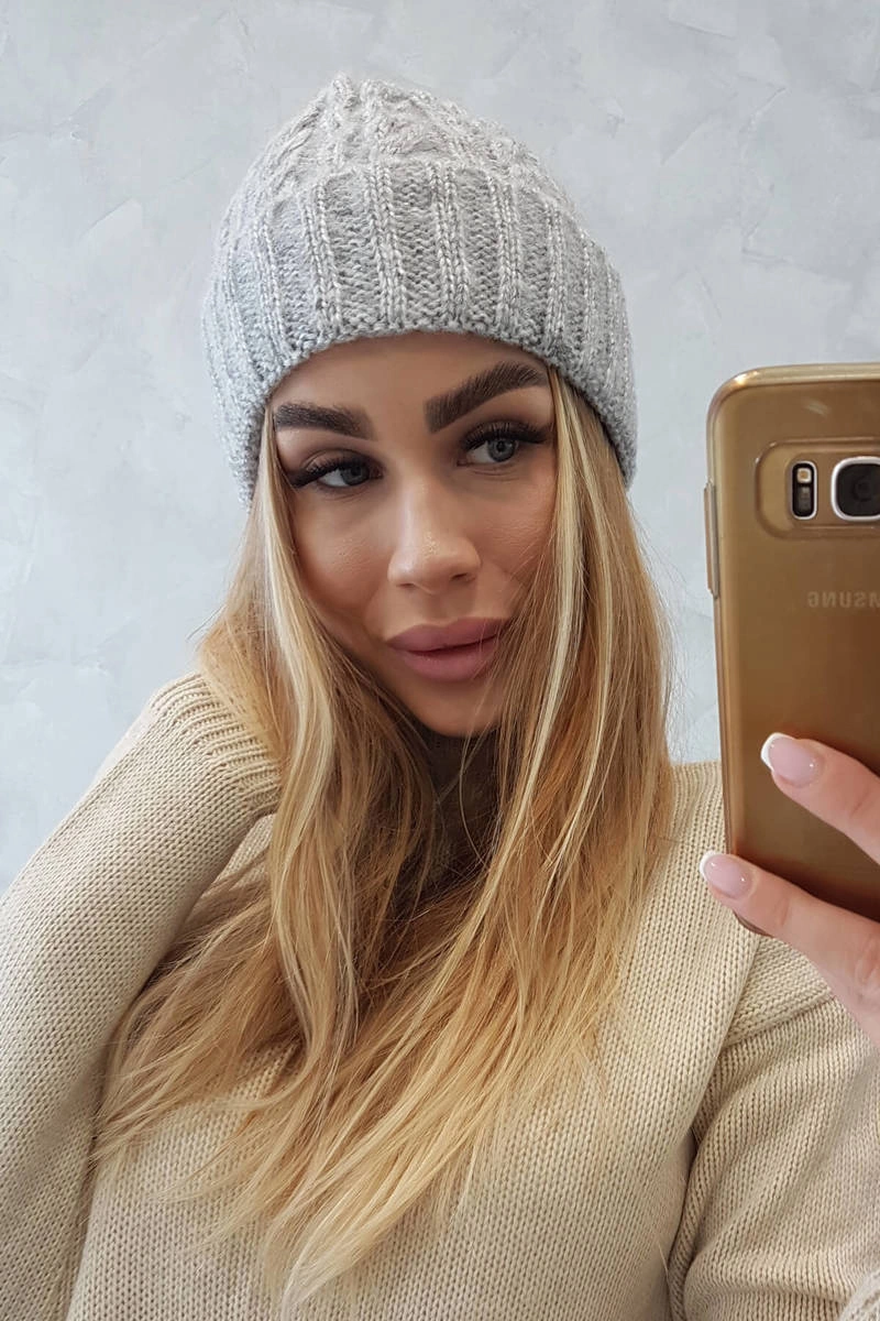 marka niezdefiniowana Cap with turn up Ariana K299 gray