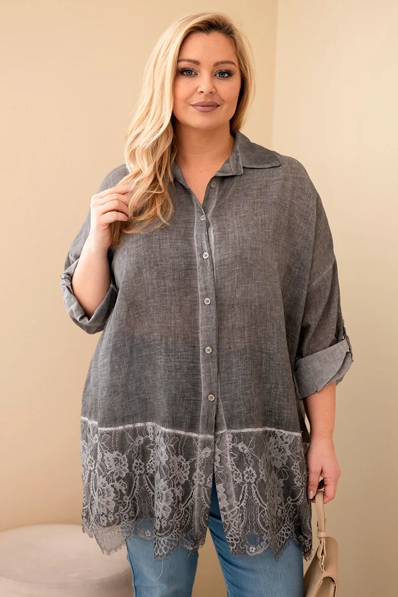 Dámská košile Plus Size s krajkou