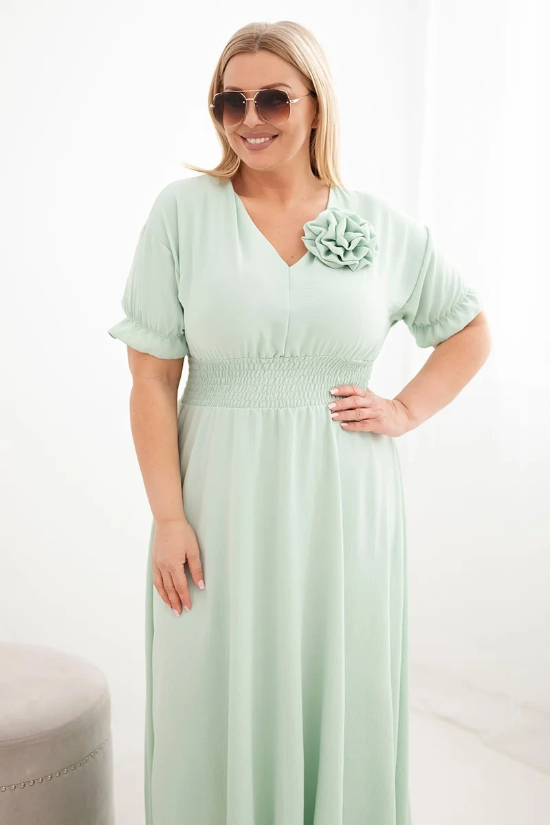 Kesi talianske šaty plus size s V-výstrihom a ruched pásom