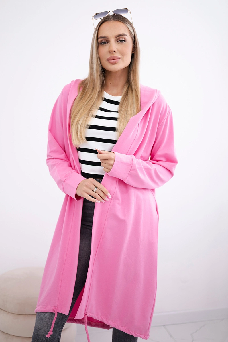 Cardigan with oversize print in light pink color