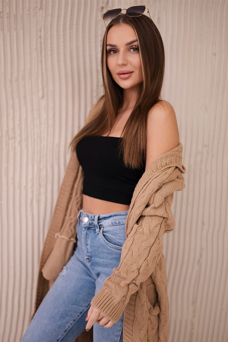 Kesi Sweater with hood and pockets camel