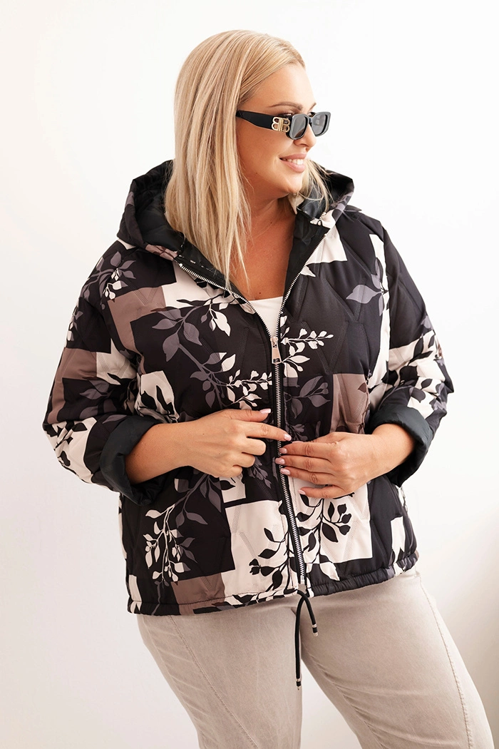 Kesi Włoski Women's Plus Size jacket with a hood and extended back black
