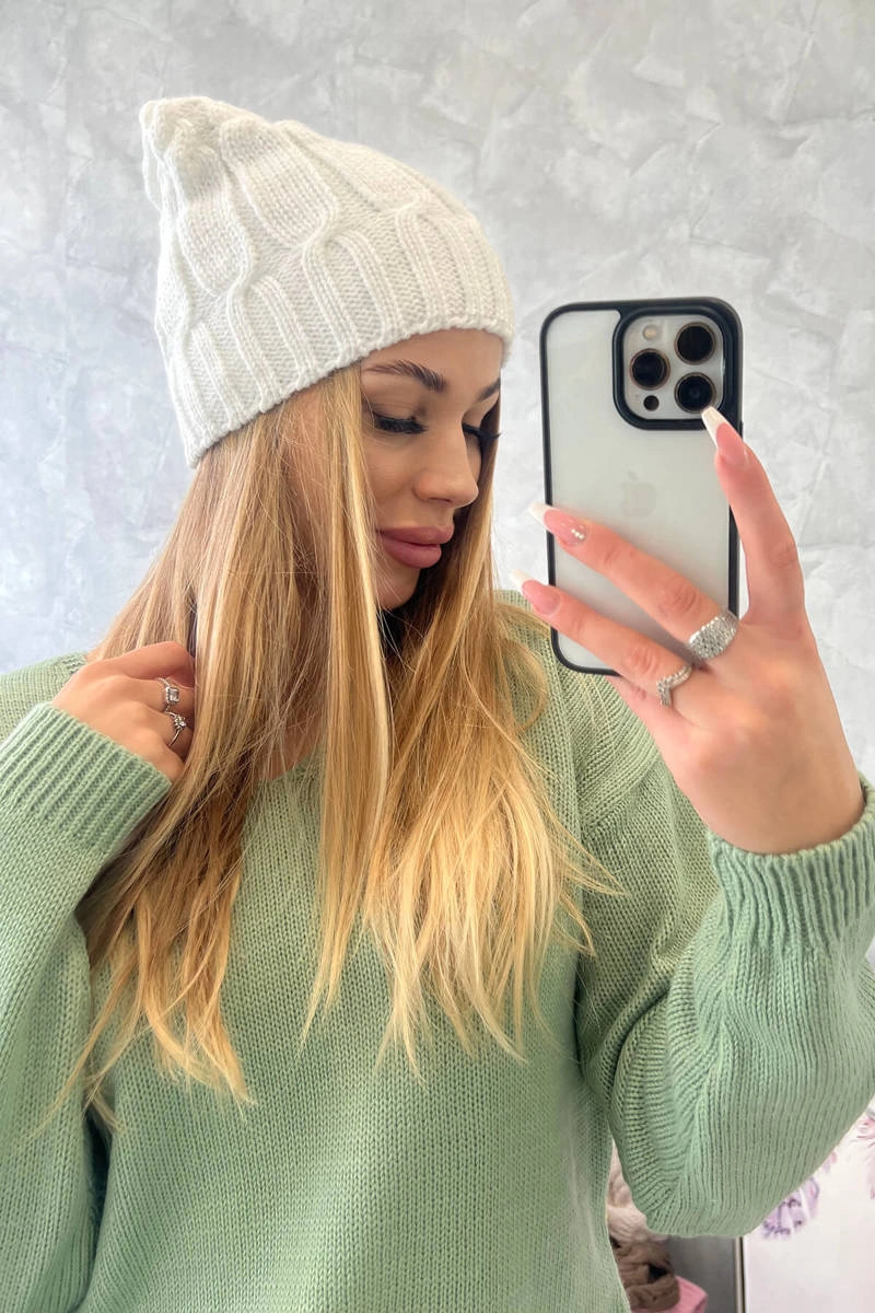 marka niezdefiniowana Cap with fleece Iwona K221 white