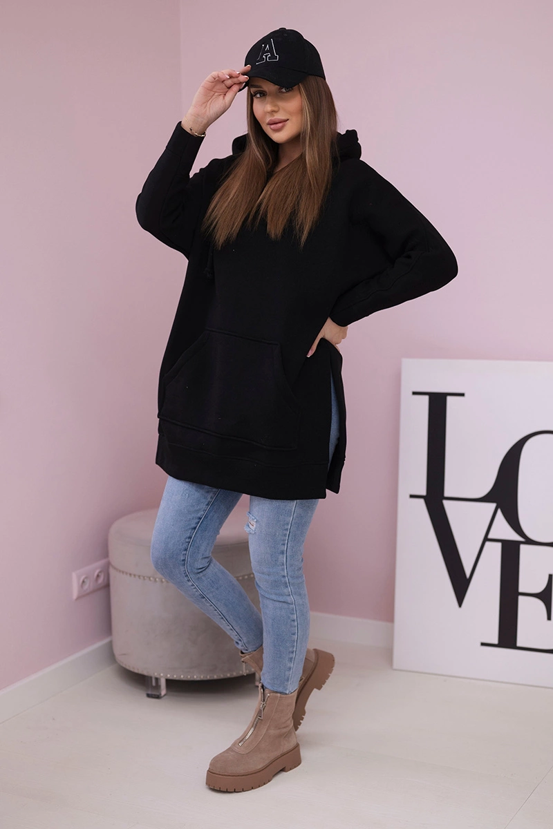 Kesi Insulated sweatshirt with slits on the sides black