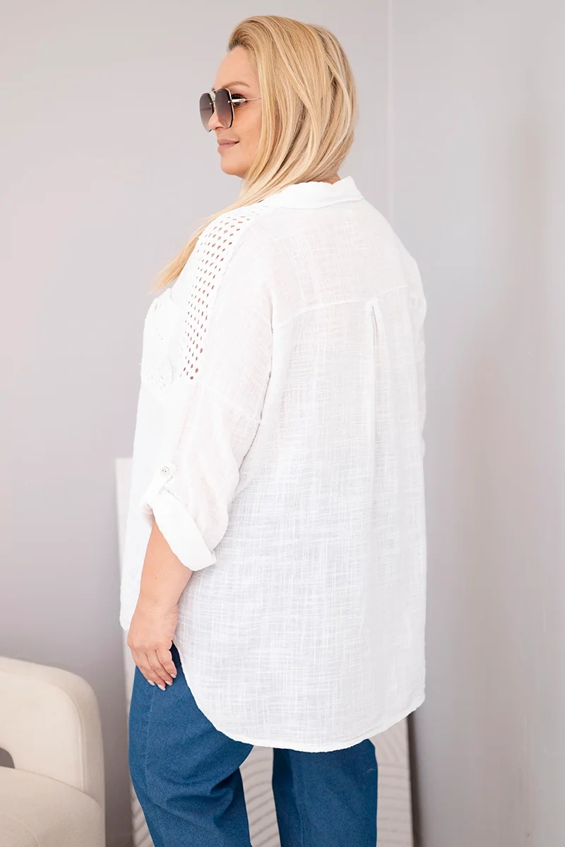 Plus size bavlnená košeľa s čipkou
