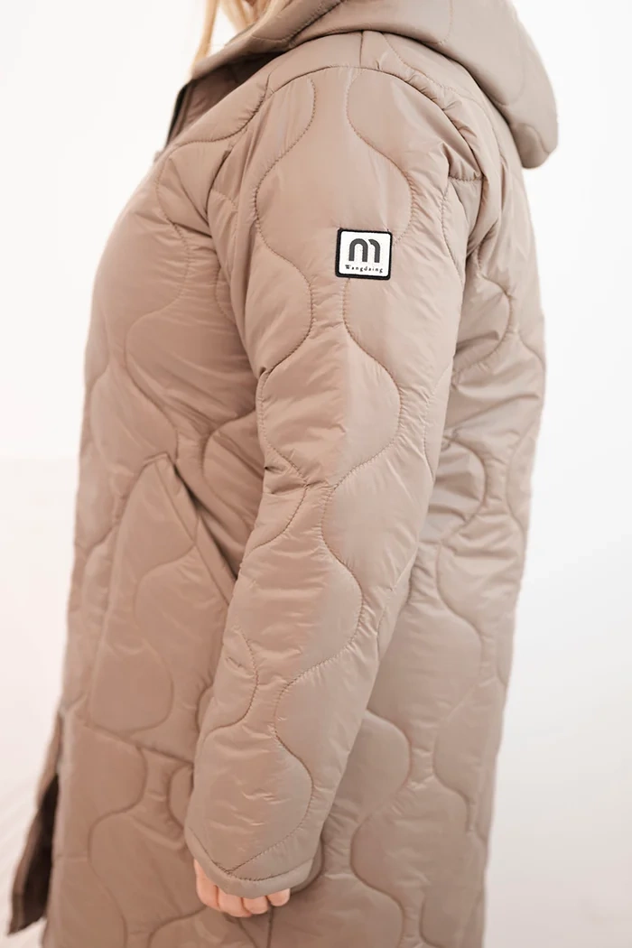 Kesi Włoski Plus Size women's winter quilted jacket with a hood fango