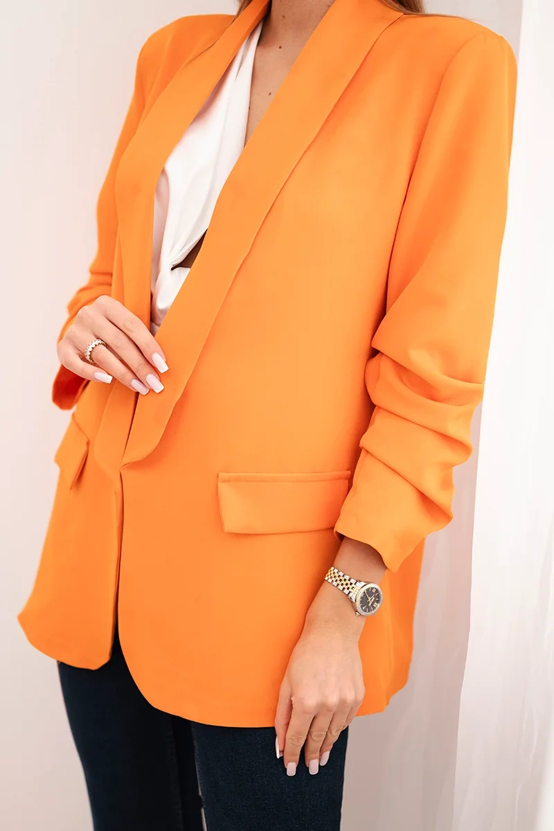 Kesi Włoski Elegantná bunda s chlopňami tmavo oranžová