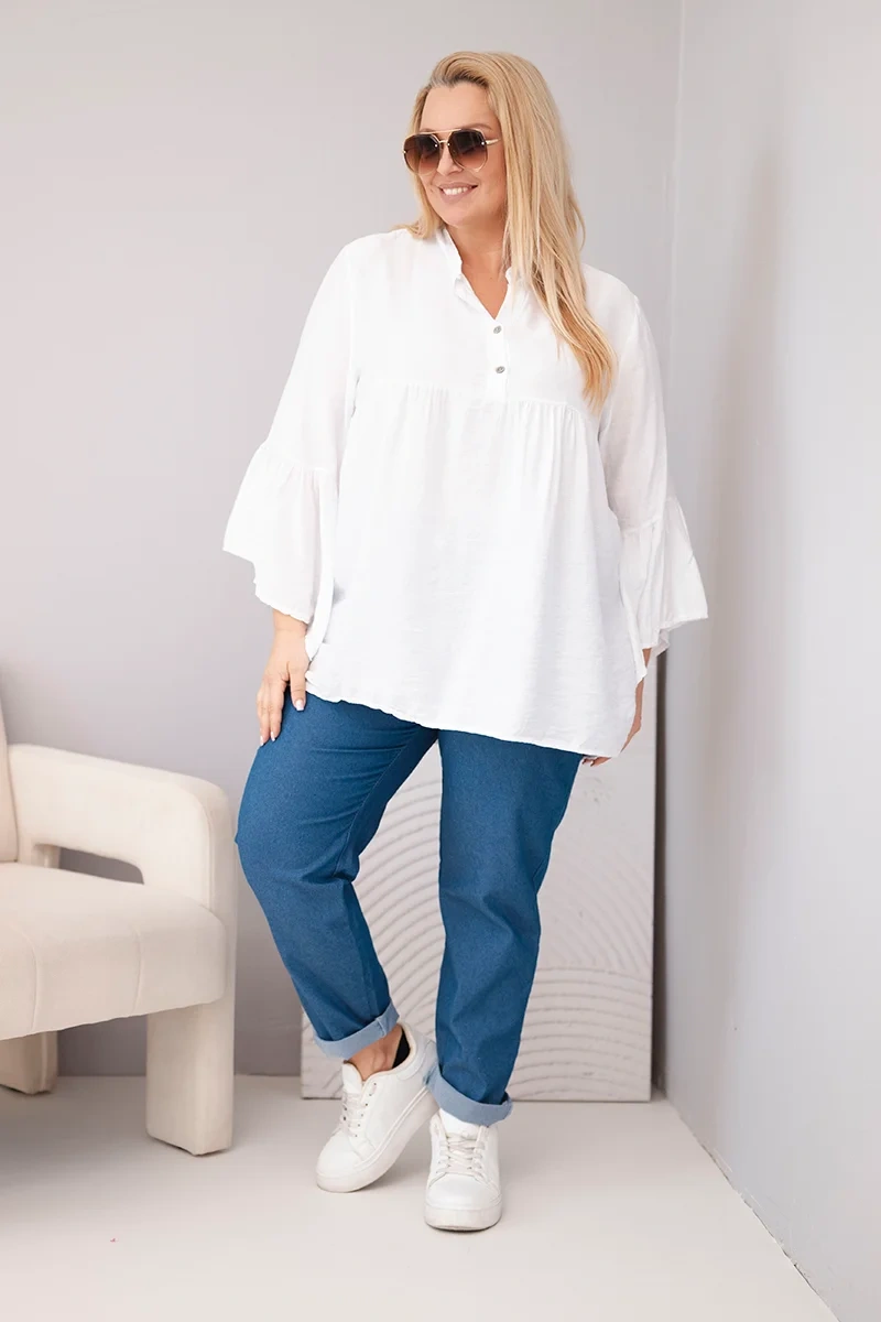 Plus size blúzka Kesi s riasenými rukávmi