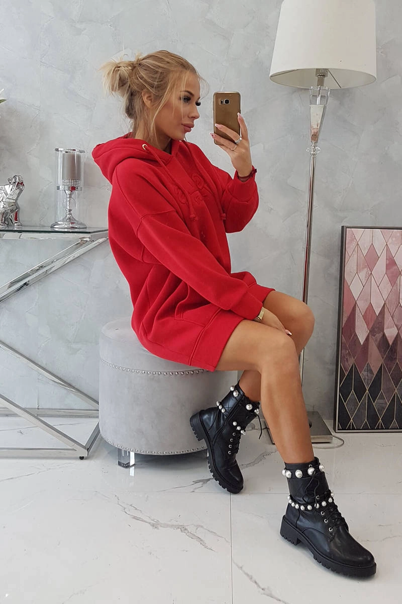 Kesi Insulated sweatshirt with embroidered inscription oversize red