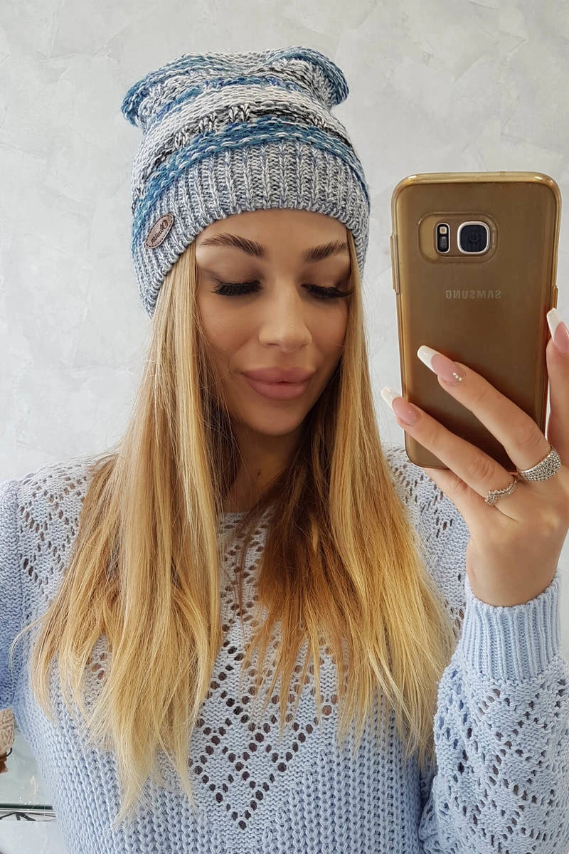 marka niezdefiniowana Cap with fleece Patrycja K254 maritime + gray
