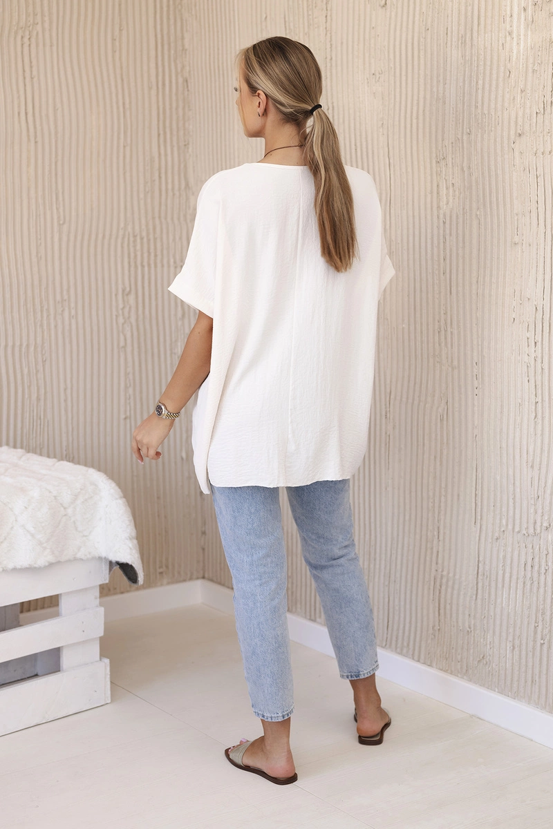 Oversized blouse with pendant light beige