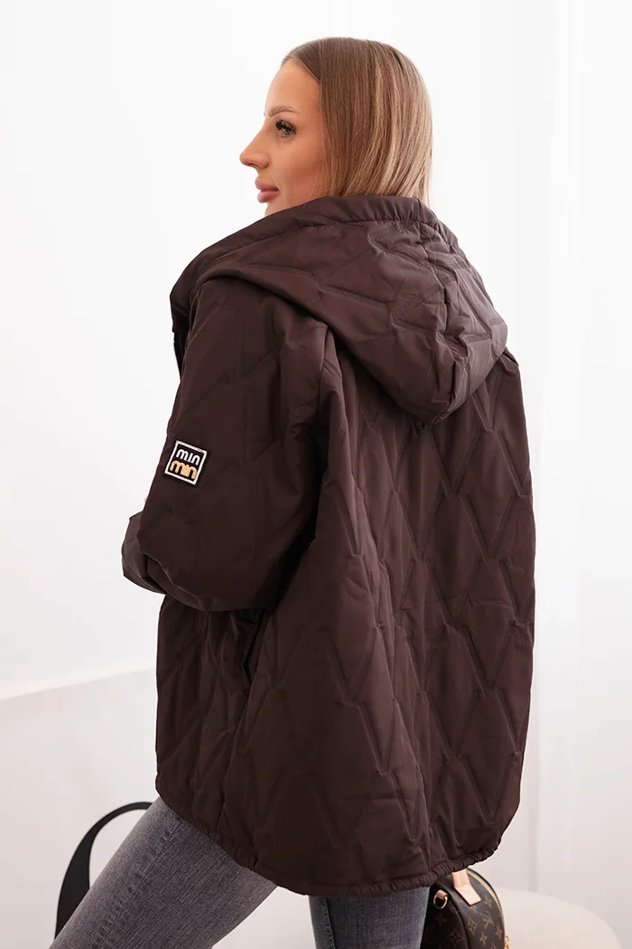 Kesi Włoski Women's quilted jacket with a hood brown