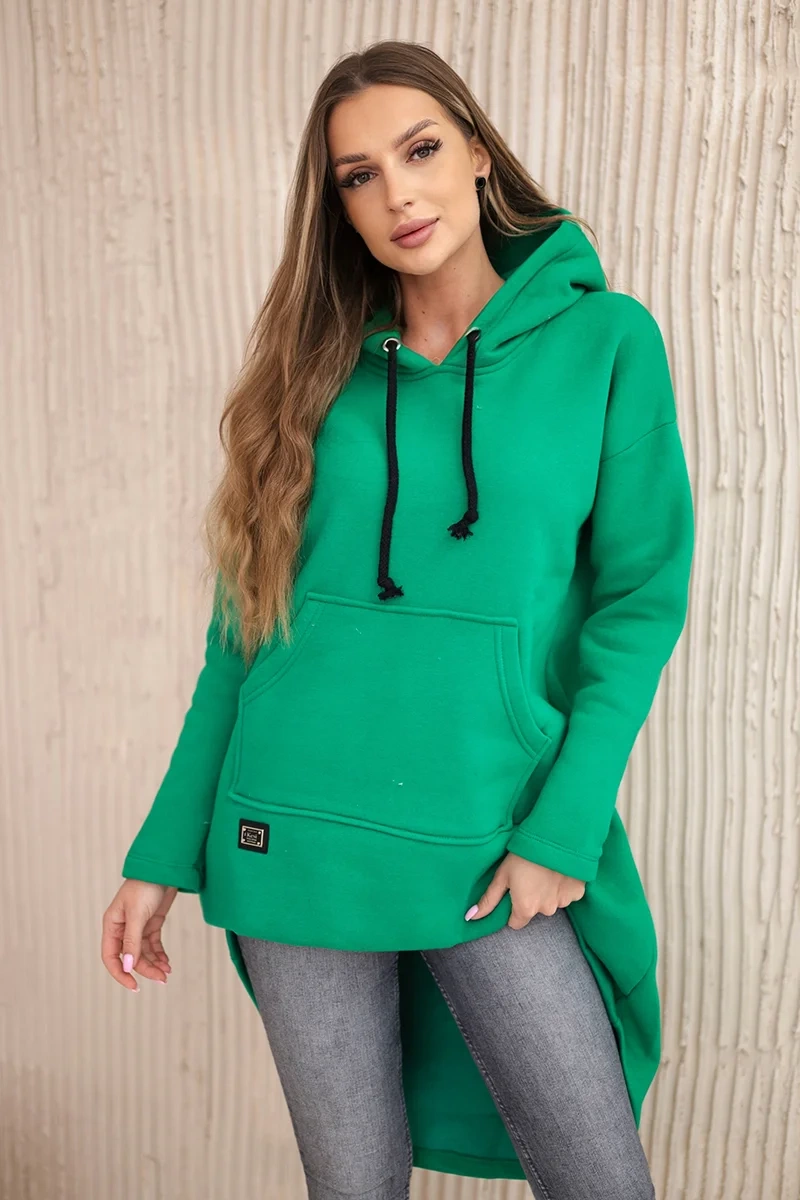 marka niezdefiniowana Padded sweatshirt with long back and hood green