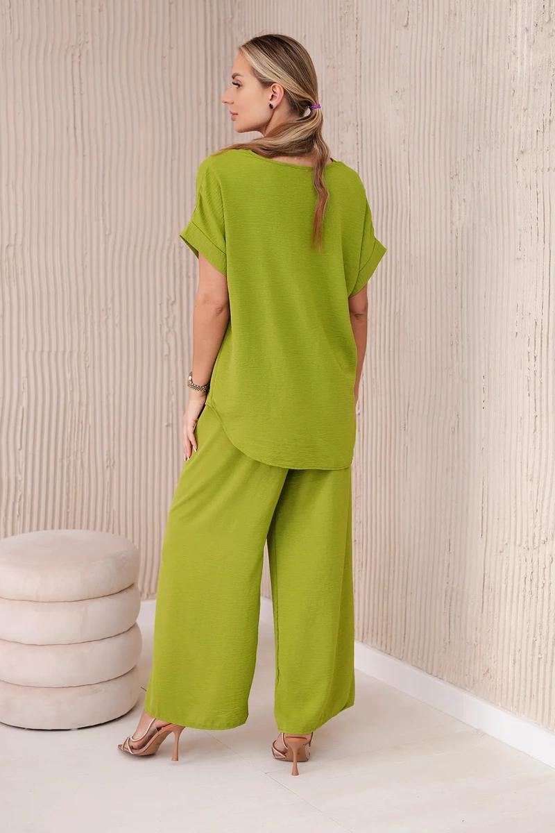 Kesi Włoski Set with necklace blouse + pants kiwi