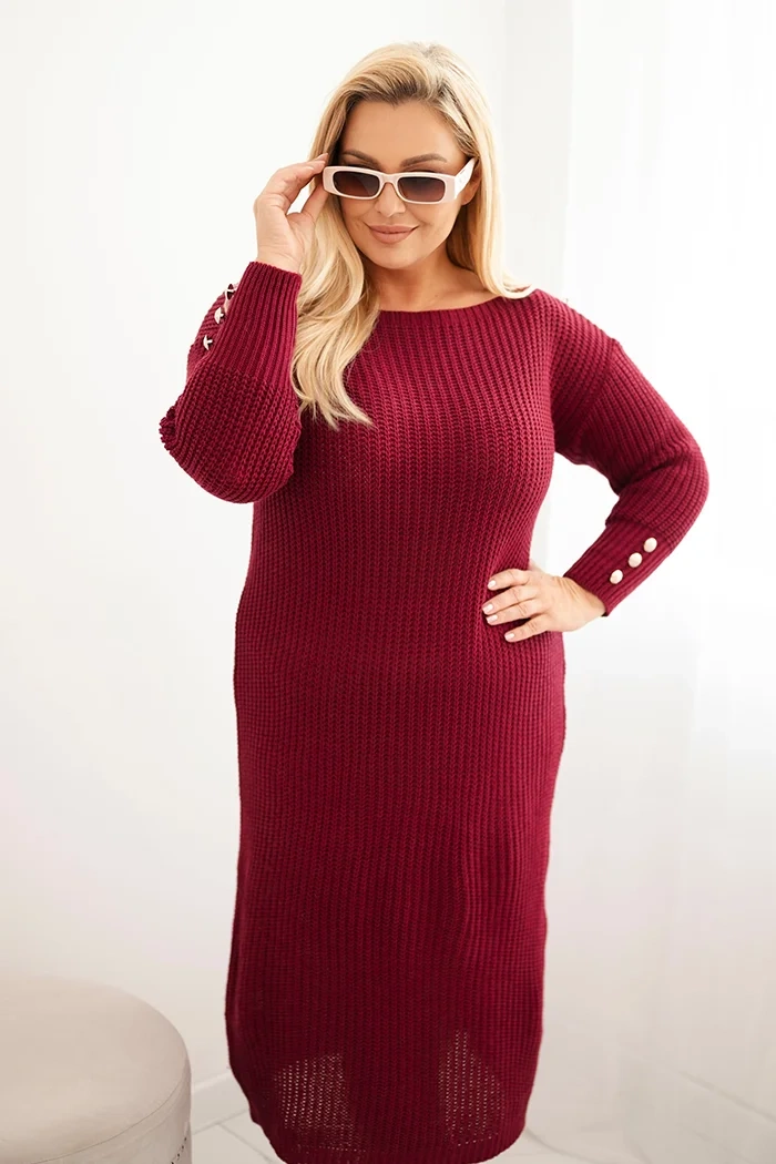 Kesi Włoski Plus Size women's sweater dress with mohair burgundy