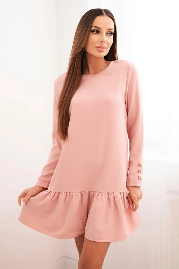Ruffle dress in dark powder pink