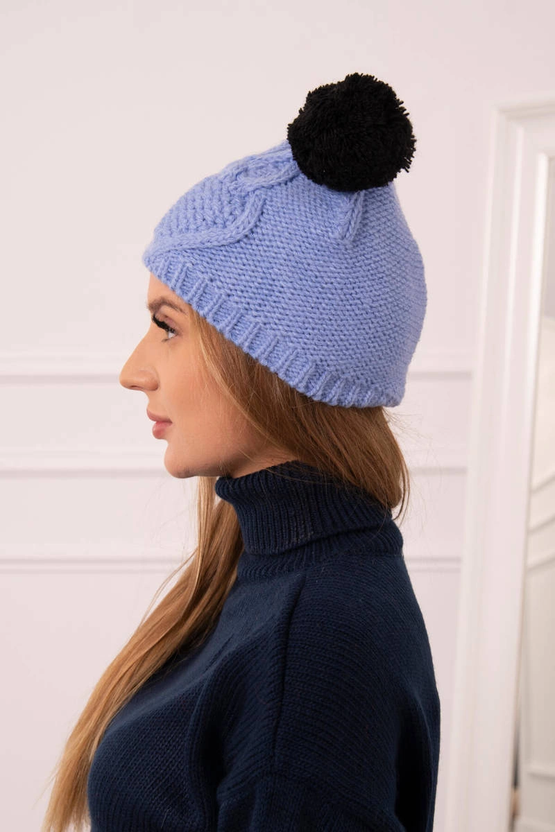 Kesi Cap with fleece 2 pompoms K291 blue